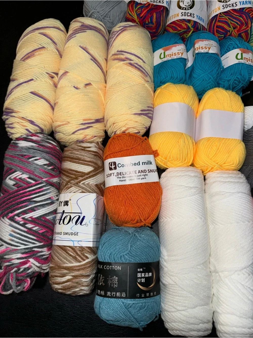 Yarn Lot of 28 skeins various sizes and styles all new lot #2